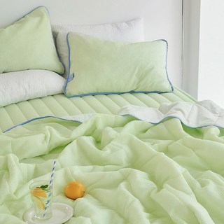 쁘리엘르 스무디 스노우리플 아사 여름 차렵 이불 베개 세트