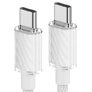 GOOSPERY Type-C to Type-C 60W 粉彩防斷裂高速充電線, 雪花白, 1個, 2m