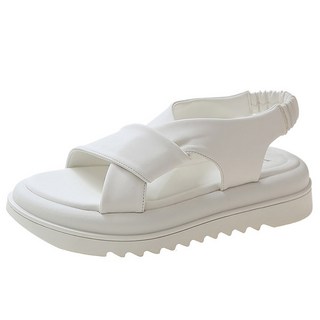 shoes& 女款麻花編織繞帶涼鞋 sn055, 白色, 230