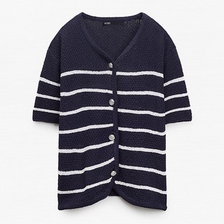 MIXXO 女款圈圈紗條紋開襟衫