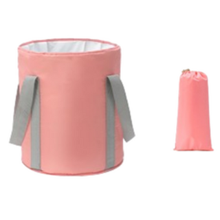 HappyEasy 便攜式旅行用可折疊加厚鋁製大型足浴盆 + 收納袋套組, 粉紅色(足浴盆), 1套