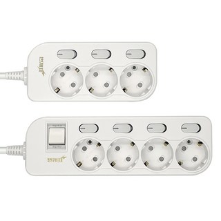 KUMHO Beongaepyo 新款 獨立開關延長線 3孔 + 4孔組合, 1.5m, 白色, 1套
