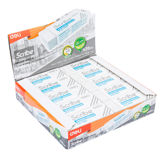 deLi 得力 Scribe 軟式橡皮擦 中 EH00210, 白色, 20個