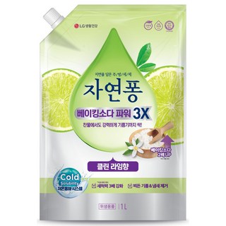 [비건라이프] 자연퐁 베이킹소다파워 3X 클린 라임향 리필, 1L, 1개