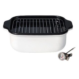 FUJIHORO 電磁爐適用琺瑯油炸鍋組 S, 白色, 1組, 25cm