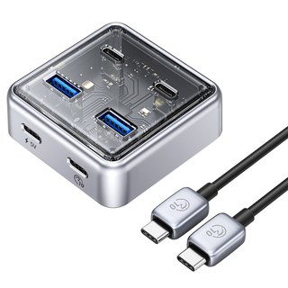 ORICO 奧睿科 USB 3.0 2埠 Type C 2埠 無電源 & 有電源兩用 USB3.2 Gen2 10Gbps 集線器 1m XHJ2U2C-G2-10, 混合色