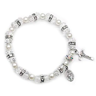 天主教基督教水晶十字架念珠手鍊