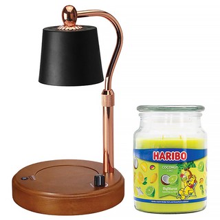 하리보 라지자 양키캔들 + 빛높이조절 우드 감성 캔들워머 세트, 블랙, 코코넛라임