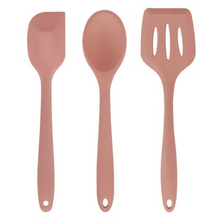 lilive 실리콘 조리도구 3P 세트, 요리스푼 + 스파츌라 + 뒤집개, 인디핑크, 1세트