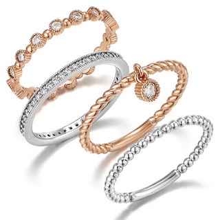 Elle Accessories 女款分層戒指 4款組 ELBRWR108