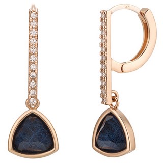 Elle Accessories 14K包金髮晶吊飾易扣式耳環 ELGPEE377