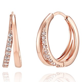 Elle Accessories 女性用14K鍍金線條橋接耳環 ELGPEE463