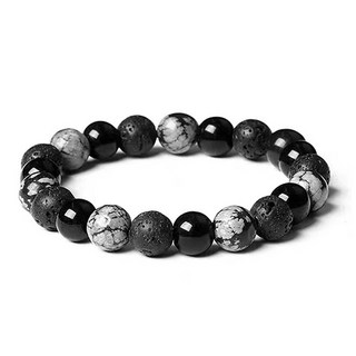 Buddha best 實現願望 幸運黑曜石 情侶念珠手鍊 + 收納盒組