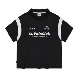 saintpain M M C 徽章棒球領 T恤