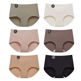 女性無痕無縫素色星期內褲6件組, 卡其, 象牙白, 膚色, 摩卡, 米色, 黑色