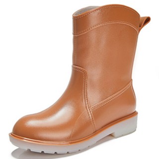 Seonbit 女性德比中筒簡約雨靴