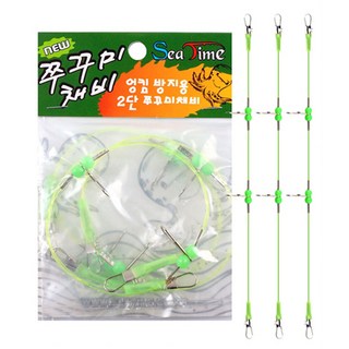 씨타임 엉킴방지 야광튜브 2단 NEW 쭈꾸미채비 3p, 혼합색상, 1세트