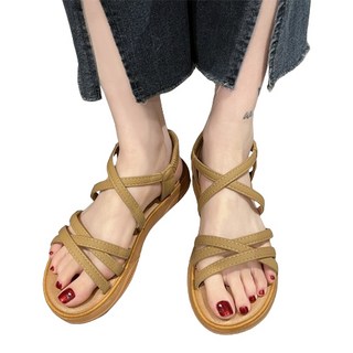 女款Burnin綁帶簡約日常涼鞋, 250, 棕色