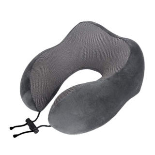 儀家生活館 摺疊收納 U型記憶棉磁吸布飛行旅行枕套組 - 灰色，0.3kg, 28 x 25 x 14cm