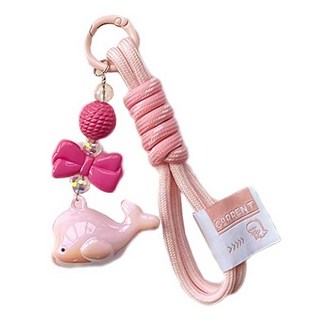 Onenough 海豚繩帶 手機吊飾 鑰匙圈配件, 1個, 粉紅色