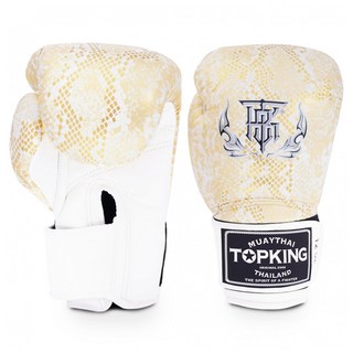 Top King Super Snake 拳擊手套, 1套, 白色+金色