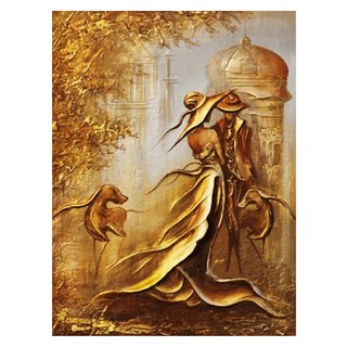 알로데 골드 빛 신사 숙녀 벽 장식 라운드 DIY 보석십자수 60 x 80 cm, NO 07, 1개