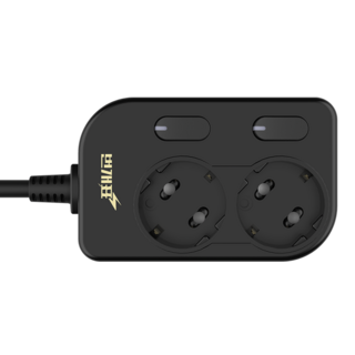 번개표 국산 절전형 개별스위치 멀티탭 2구 M2B-S5/R, 5m, 블랙, 1개