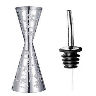 KALDIN 雙頭計量雞尾酒量酒器 30/60ml + 倒酒器套組, 骷髏頭, 1套