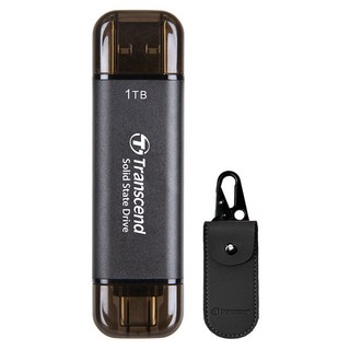 Transcend 創見 超小型外接SSD ESD310+專用收納包組, 1TB, 黑色