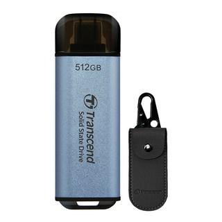 Transcend 創見 超小型USB-C外接SSD ESD300+專用收納包組, 天空藍, 512GB