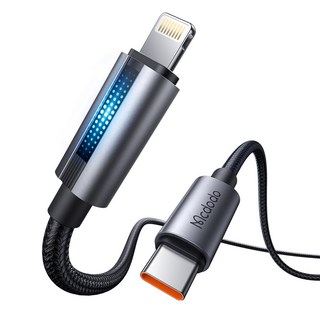 Mcdodo 麥多多 呼吸燈 C-8pin PD 高速充電線, 1個, 1.2m, 黑色