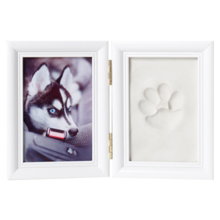 Time Leisure 寵物毛孩腳印紀念5吋相框 白泥白框組, 1個, 白色