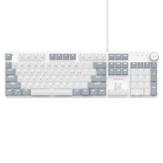 IRIVER 熱插拔客製化旋鈕白色LED電競機械式鍵盤, GK CL1, 灰色, 紅軸