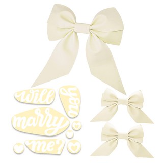 Mellow Story 求婚婚禮車緞帶 + 字母貼紙套組 Will You Marry Me, 象牙白(緞帶), 白色(字母貼紙), 1套