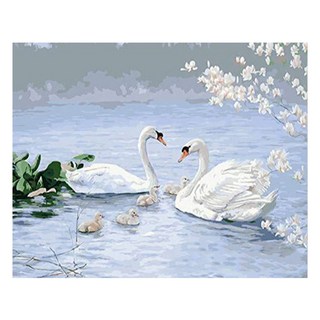 알로데 백조 커플 부부 보석십자수 40 x 50 cm DIY 세트 스퀘어큐빅, 03 백조가족, 1세트