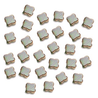 Allode 金色邊框幸運草墜飾串珠 10mm 28入 DIY套組, 1套, 08 綠色