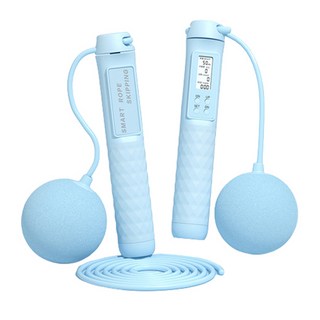 Block Mart 智慧有線/無線跳繩 eva球 2入, 藍色, 1個