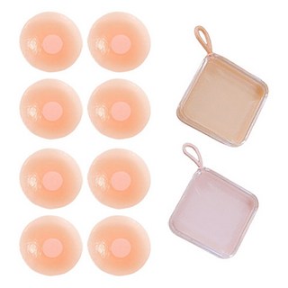 COCO DREAM 矽膠胸貼圓形 8入+盒子 2入組, 膚色(胸貼)+隨機出貨(收納盒), 2組