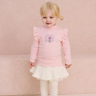 milkmile 女童Esther Bunny Loving You柔軟荷葉邊T恤