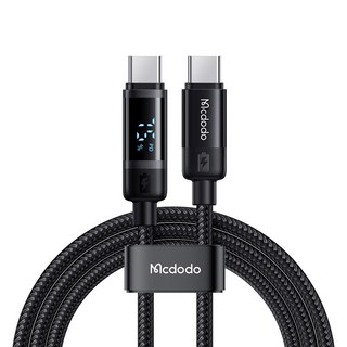 Mcdodo 麥多多 iPhone iPad 專用電量顯示螢幕 Type-C to Type-C PD 快速充電線, 1個, 1.2m, 黑色