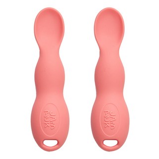 Jam Muk 韓國製矽膠花生造型嬰兒副食品湯匙, 2個, 粉紅色