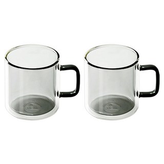 KALDIN 雙層耐熱透彩玻璃馬克杯 400ml, 灰色, 2個