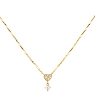 semijuwelry 女款 14k 可愛愛心不對稱項鍊 + 購物袋