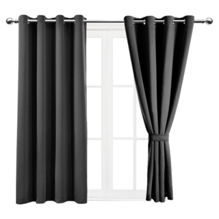 comet 打孔遮光隔熱窗簾 附窗簾綁帶 2個, 黑色