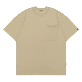 L.LAMO 素色口袋寬鬆短袖T恤, 米色