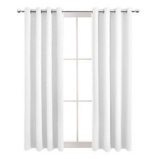comet 隔熱遮光打孔式窗簾 附窗簾綁帶, 純白色