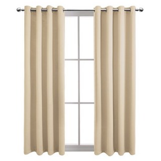 comet 隔熱遮光打孔式窗簾 附窗簾綁帶, 米色