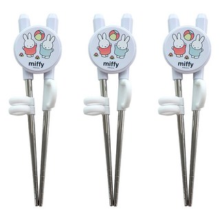 米飛兔不鏽鋼學習筷, 白色, 3個