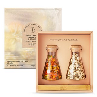Iloveflowertea 喬遷花茶2種 + 木托盤 + 提袋禮盒, 金盞花花茶 + 洋槐花茶 + 木托盤, 1套