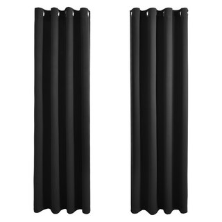 comet 隔熱遮光打孔式窗簾 附窗簾綁帶, 黑色